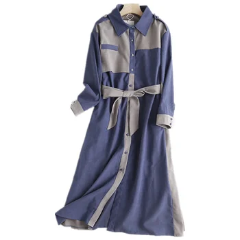 

GTGYFF Women's dress korean style long sleeve sinlg breasted color block elegant dresses for women woman clothing oversize S-L