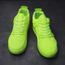 RUIFF/мужские баскетбольные кроссовки; однотонные баскетбольные кроссовки; флуоресцентная зеленая обувь; вязаная винтажная модная обувь