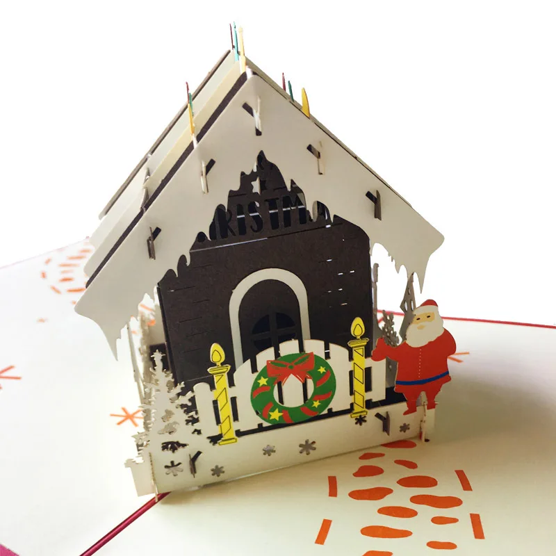 3D открытки с Санта-Клаусом, рождественские поздравительные открытки, вечерние открытки, подарки на год, открытки на юбилей, подарки на открытку
