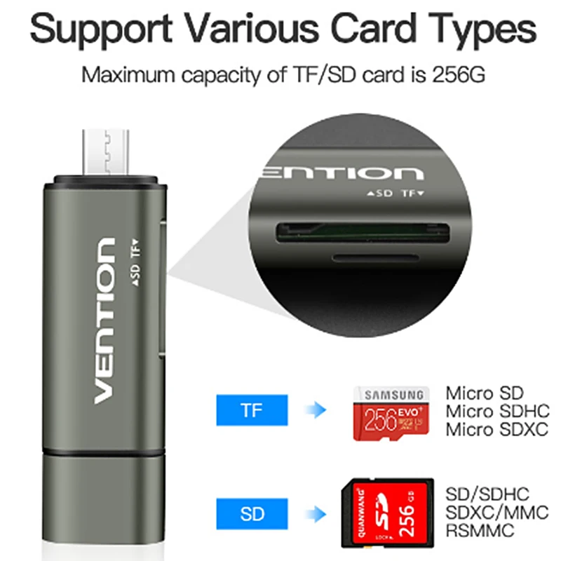 Vention Micro SD кард-ридер адаптер type C Micro USB SD карта памяти адаптер для MacBook ноутбука USB 3,0 SD/TF OTG кард-ридер