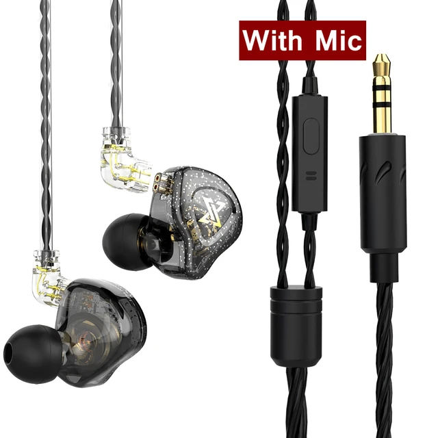 QKZ AK6 MAX Earphones Professional-grade In-Ear Monitor Dual-magnet Driver HIFI Bass Noise Cancelling Earbuds Headset Black With Mic