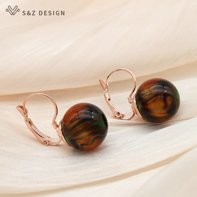 S&Z DESIGN New Elegant 2021 Fashion Colorful Round Acrylic Beads Dangle Earrings High Quality Eardrop For Women Party Jewelry