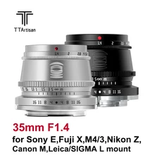 TTArtisan 35mm F1.4 APS-C obiektywy ręczne ustawianie ostrości dla Sony E Fujifilm M4/3 Nikon Z Zfc Canon M M43 Leica L SIGMA mocowanie kamery