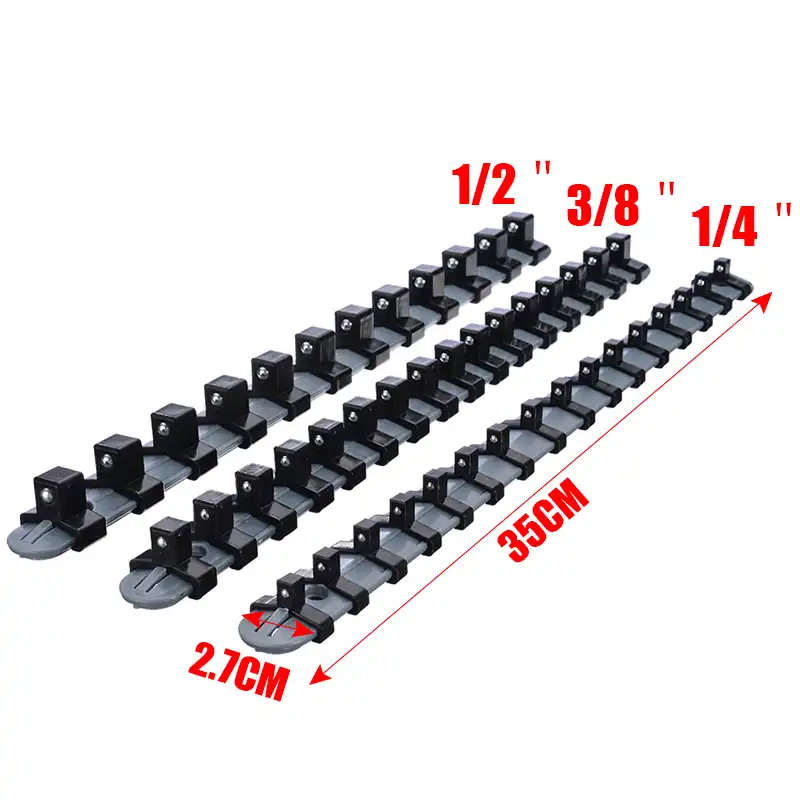 34cm Plastic Socket Tool Storage Holder Wall Mounted Organizer Shelf Stand Socket Tray Rail Holder Clips Set 3size 1 4 3 8 1 2 Wrench Aliexpress