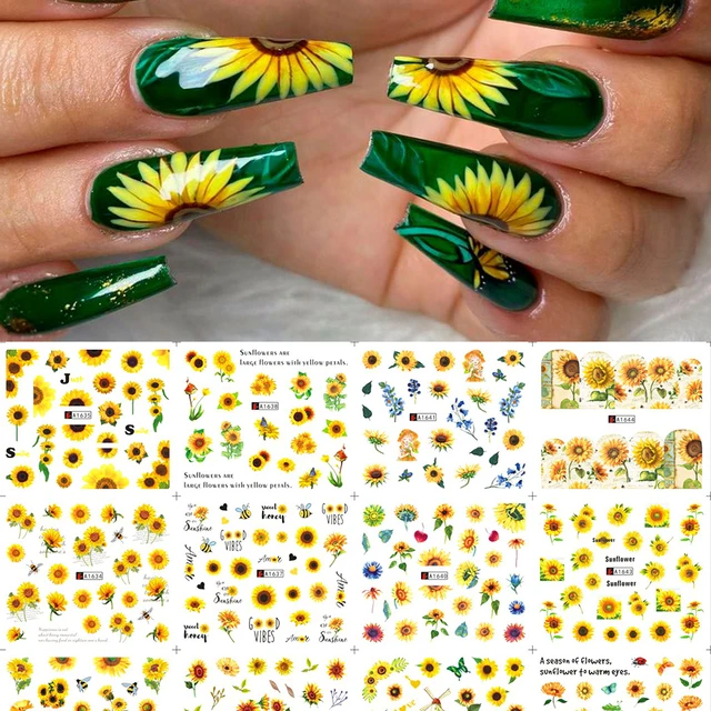 SunFlower Nail Art - Classy stylish sunflower nails | Sunflower nails, Sunflower  nail art, Lavender nails