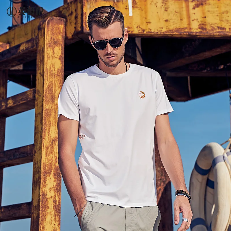 Enjeolon футболка для мужчин с коротким рукавом круглой горловиной принтом на каждый