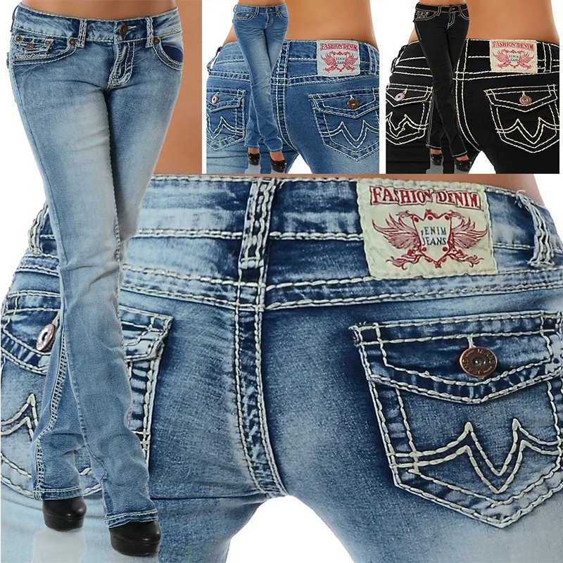 2023 Fall New Women High Waist Boot Cut Jeans Fashion Slim Denim Flared Pants Street Casual Trousers