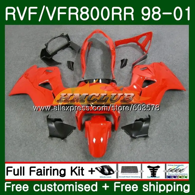 Корпус для HONDA перехватчик VFR800R VFR800RR 1998 1999 2000 2001 глянцевый красный 87CL. 98 ПВП 800RR 800 RR VFR800 98 99 00 01 обтекатель - Цвет: No. 1