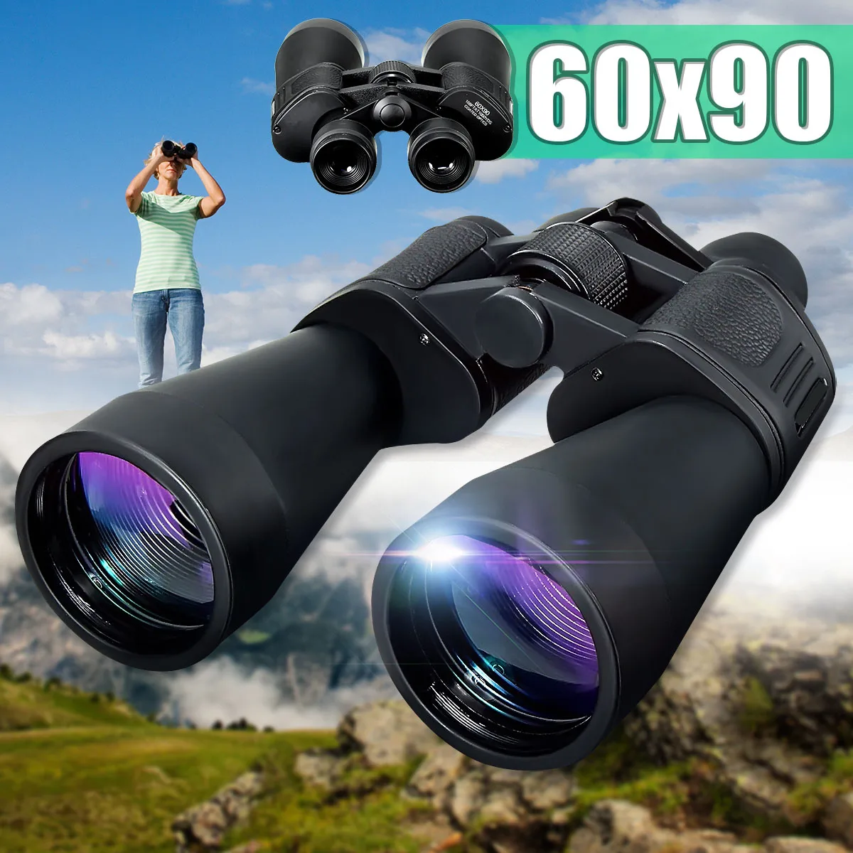 SGODDE 60x90 телескопа бинокль деневного& Ночное видение Профессиональный бинокль высокого качественные линза для инструменты для охоты туризма