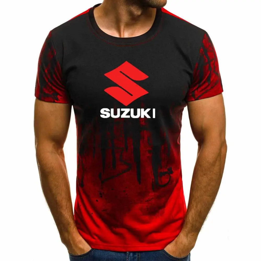 Мужская футболка с коротким рукавом и логотипом Suzuki, летняя повседневная хлопковая Футболка с градиентом, модная мужская брендовая футболка в стиле хип-хоп Harajuku - Цвет: 802