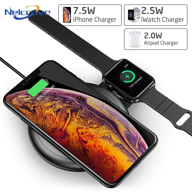 

2 in 1 Qi Fast Wireless Charger Station For iPhone 11 Pro XS Max XR X 8 Quick Phone Charing Dock For Apple Watch 5 4 3 2 Airpods