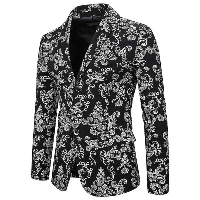 Autumn New Pattern Cross-border Man's Suit Cultivate Oneself Man Gilding Printing Suit Full Dress Costume Loose Coat