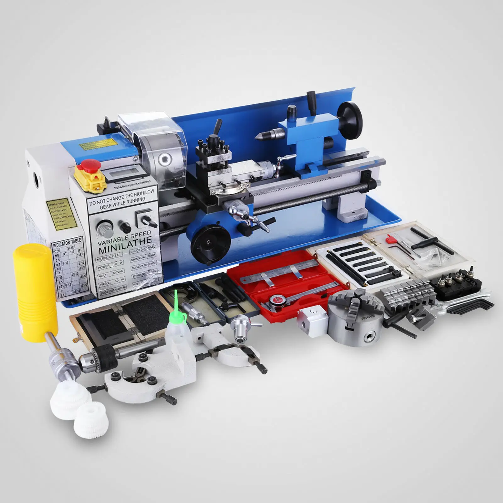 

550W Mini Metal Lathe 7x14 inch for Metal Bench Top Lathe Precision Parallel Lathe Variable Speed