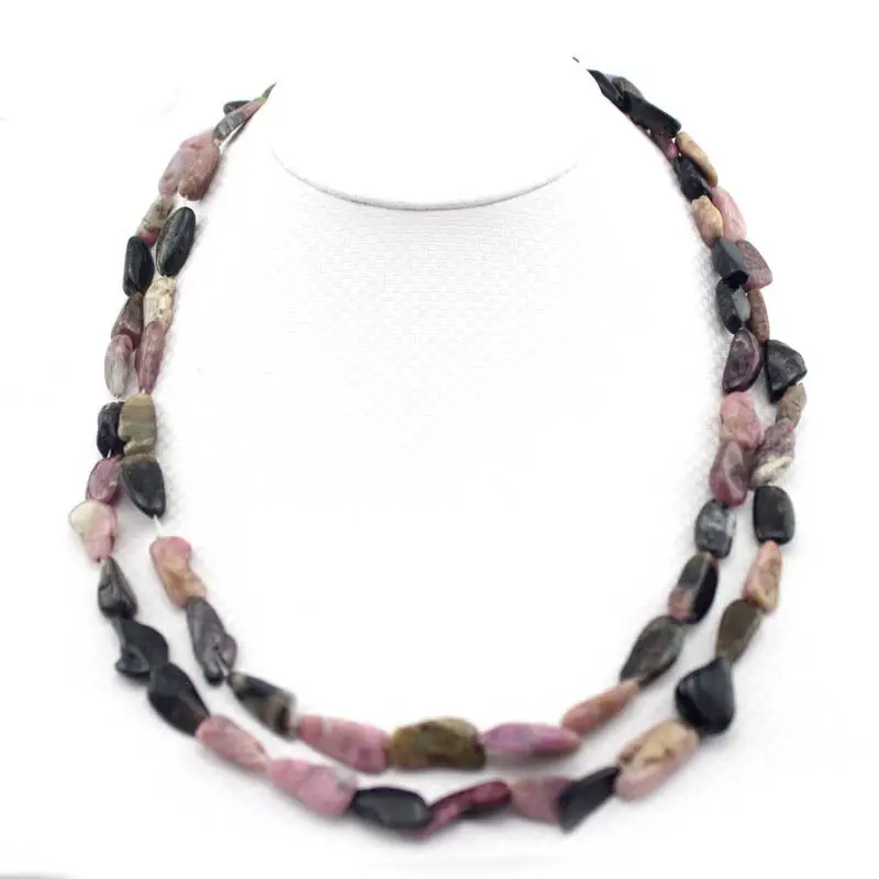 

xiuli 003529 Natural Crude fastform Mixed Tourmaline Long Jewelry Necklace 51