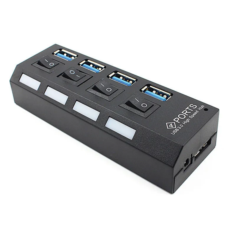 USB 3,0 высокоскоростной концентратор 4 порта вкл/выкл+ AC адаптер питания для ПК ноутбука для мобильного телефона