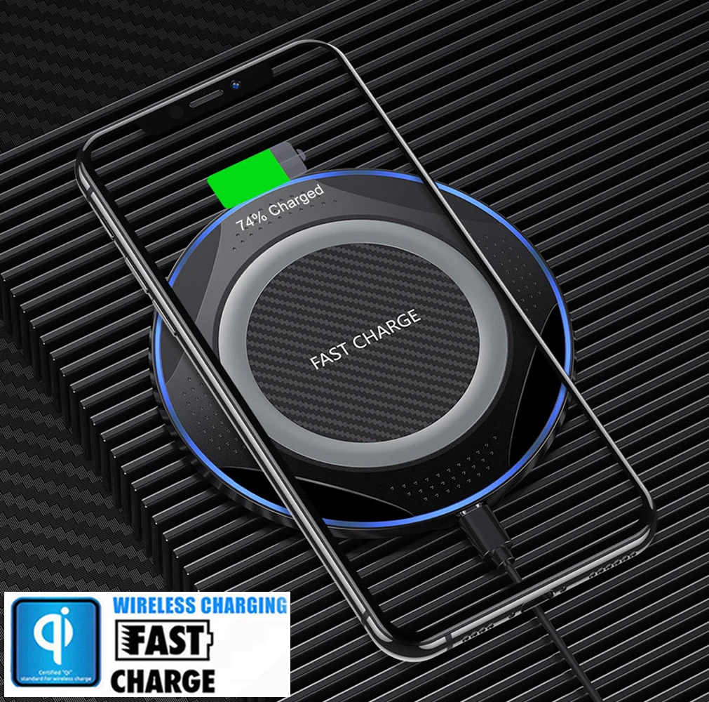 Qi Быстрое беспроводное зарядное устройство для iPhone 11 Pro Max XR XS X 8 Plus коврик для быстрой зарядки док-станция для samsung S10 S9 S10 S7Edge/Note10