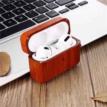 

Solid Wooden Case for Airpods 3 Portable Protective Shell Cover with Anti-lost Buckle for Airpods Pro Wireless Bluetooth Headset