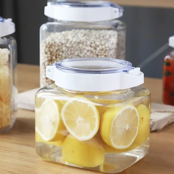 

Kitchen Transparent Sealed Jar Grain Storage Jars Spice Nuts Food Storage Plastic Container FPing