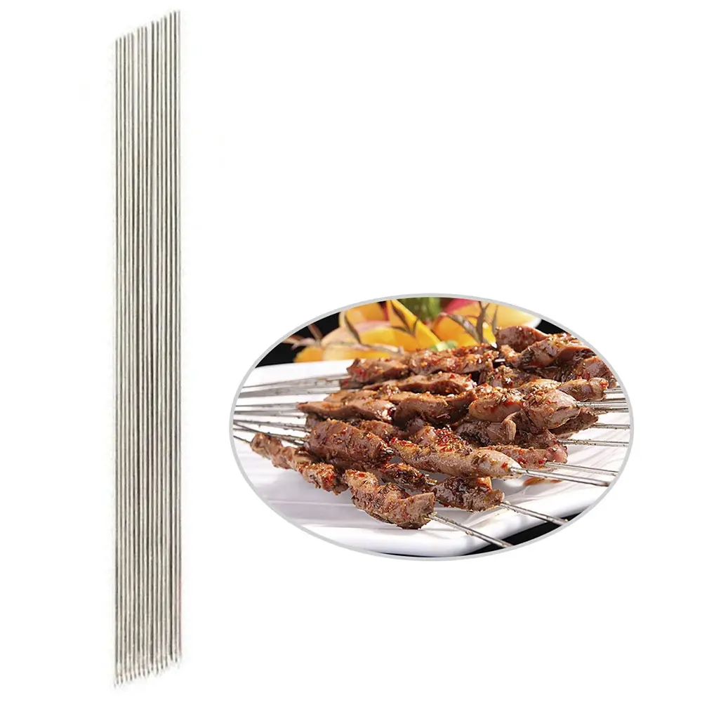 30Pcs BBQ Skewers Stainless Steel Barbecue Meat String Needle Kebab Stick Home Kitchen Accessories Camping Barbecue Tools barbecue skewers