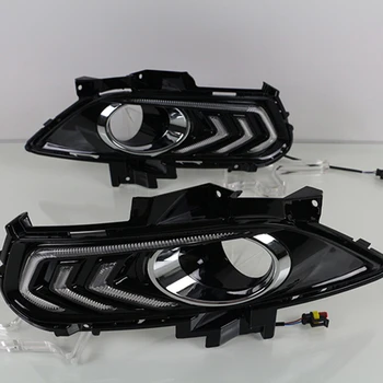 

Car Flashing 2PCS For Ford Mondeo Fusion 2013 2014 2015 2016 Car DRL 12V LED Daytime Running Light With Turn Yellow Signal Relay