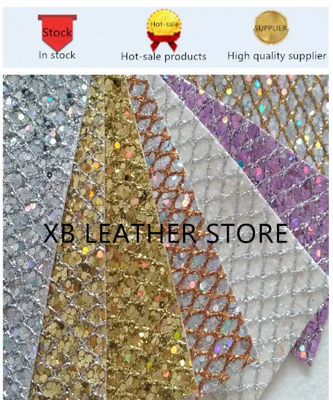 Золотые и серебряные сетки шестиугольные блестки Синтетическая кожа ткань для