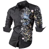 Sportrendy Men's Shirt Dress Casual Long Sleeve Slim Fit Fashion Dragon Stylish JZS091 Black ► Photo 2/6