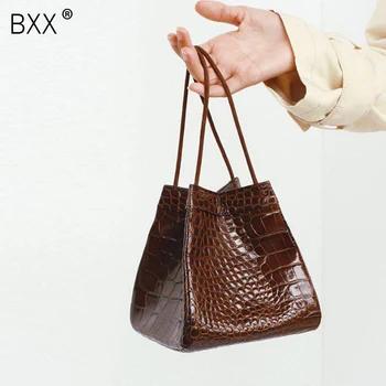 

[BXX] Crocodile Pattern PU Leather Shoulder Bags For Women 2020 Summer Solid Color Crossbody Handbag Female Luxury Design LI829