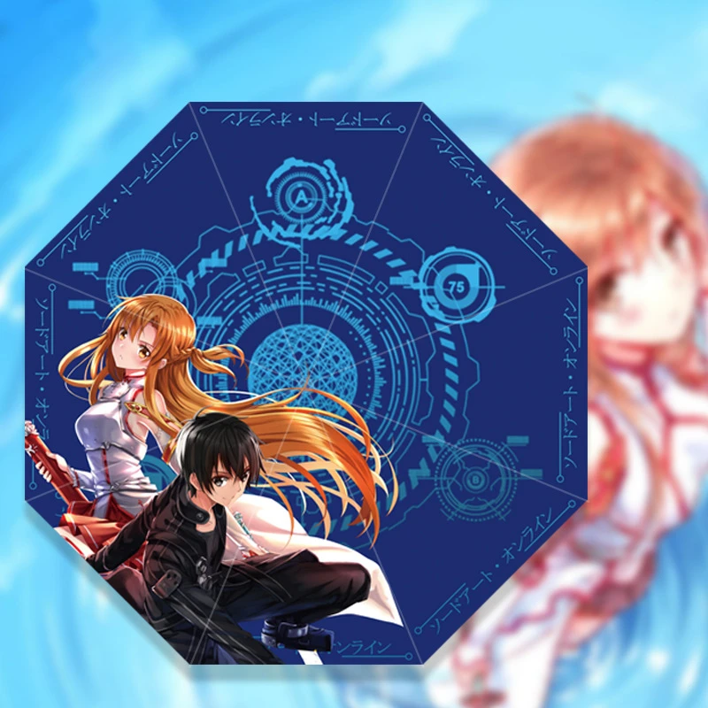 Аниме складной зонтик с принтом меча онлайн SAO Kirito косплей реквизит