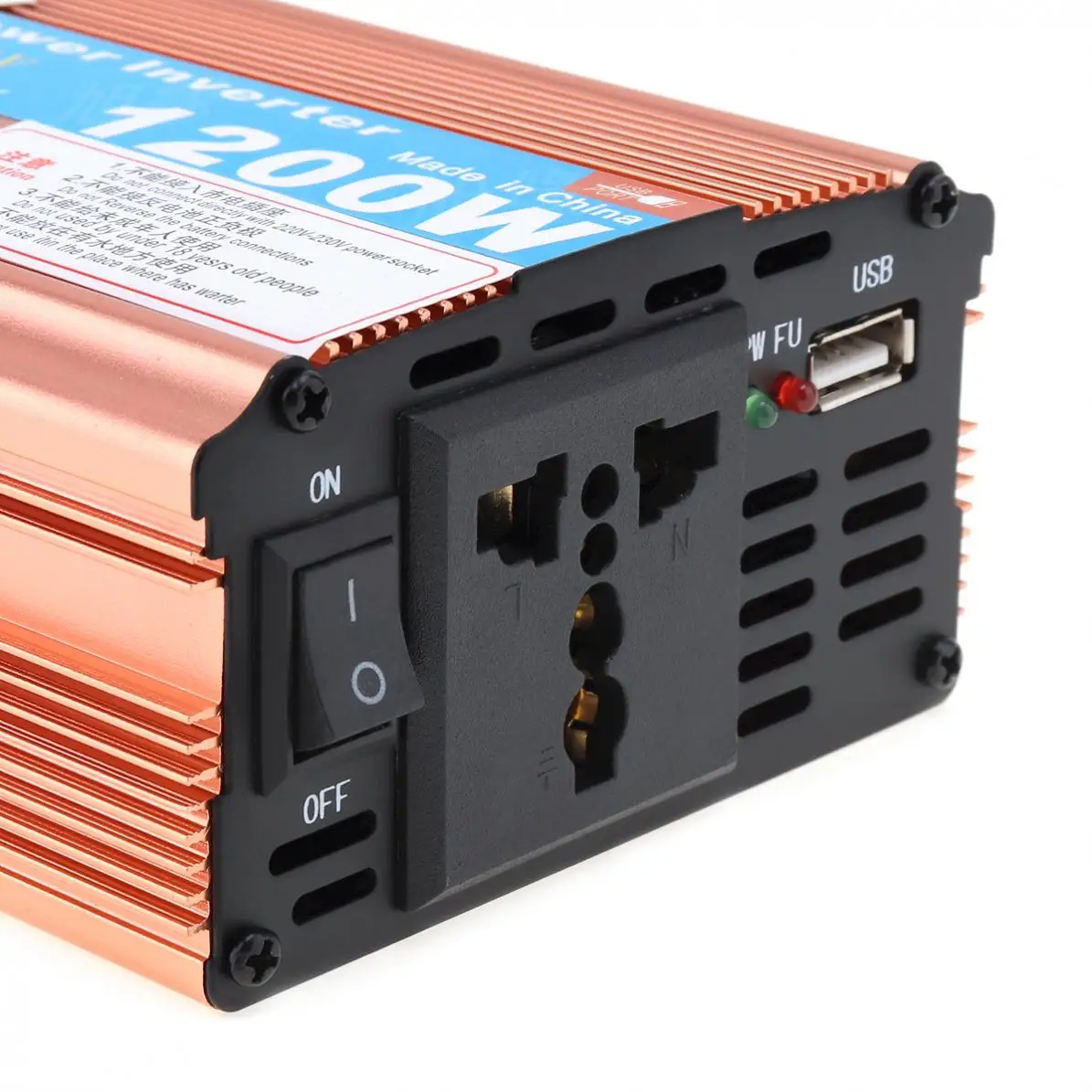 1200W DC 12V 24V to AC 220V 110V антиоксидантный алюминиевый сплав чехол автомобильный инвертор с usb зарядными портами