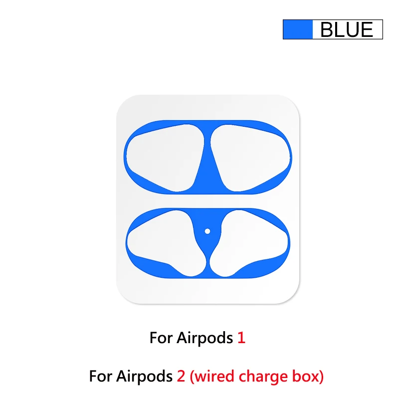 Ультратонкий защитный чехол пыленепроницаемый для Apple Airpods 2 1 пленка наклейка железная стружка защита от пыли для наушников Airpod - Цвет: Blue