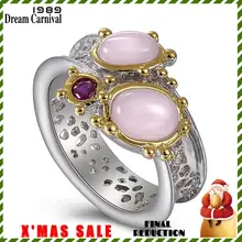 DreamCarnival 1989 Новое поступление серебряное Золото Цвет Свадебные обручальные кольца для женщин Овальный розовый опал горячий выбор шикарные ювелирные изделия WA11667