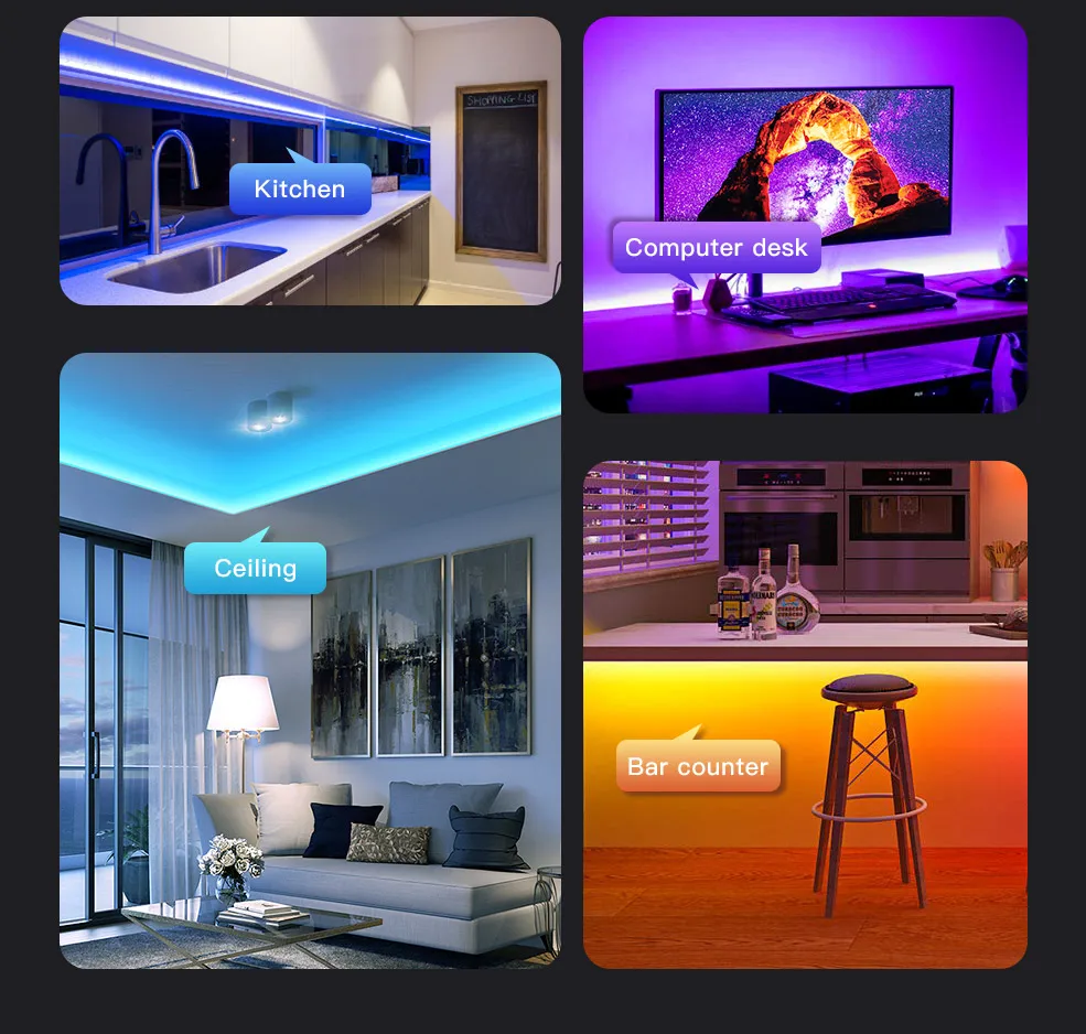 Flexível da Fita da Lâmpada do Diodo Emissor de Luz da Iluminação da Decoração Luz de Fundo da Tevê para a Festa do Festival Diodo Conduzida 5050 Smd 3m 5m 10m - Luz Rgb 4 Cheap Cabos flexíveis de celular