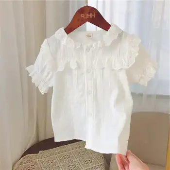 

2020 summer new girls embroidered lace short-sleeved shirt female treasure top