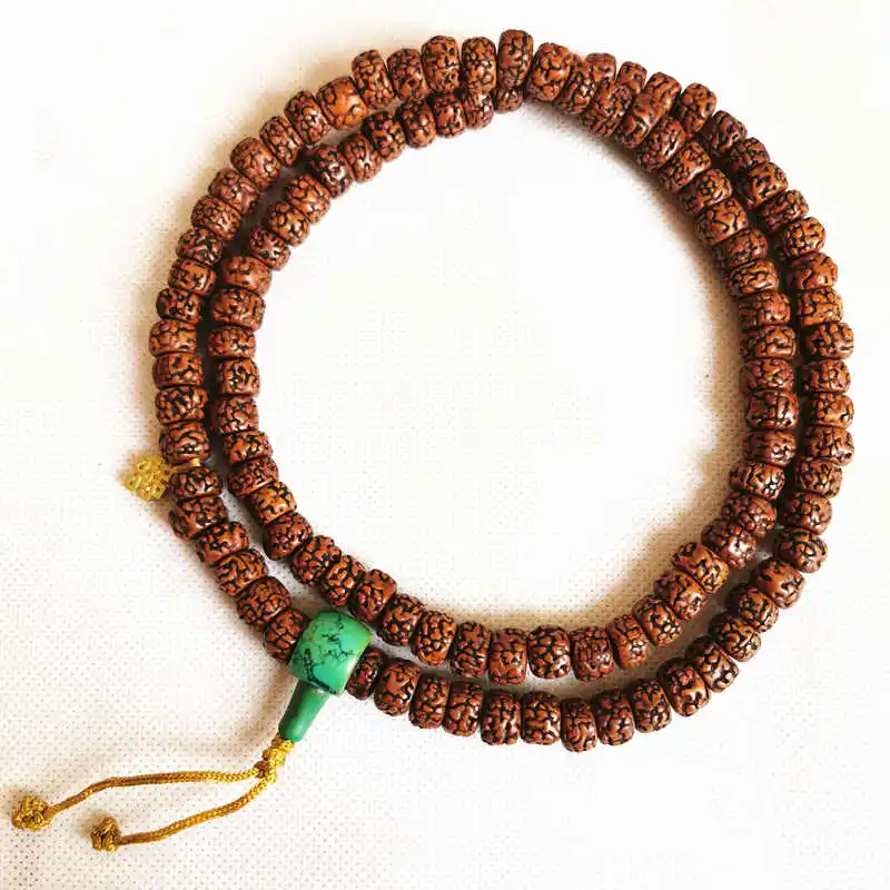 Nepal 108Pcs Vecchio Oliato Rudraksha Bodhi Semi Perline Tibetano Di Preghiera Di Meditazione Mala Per Uomo Bro576