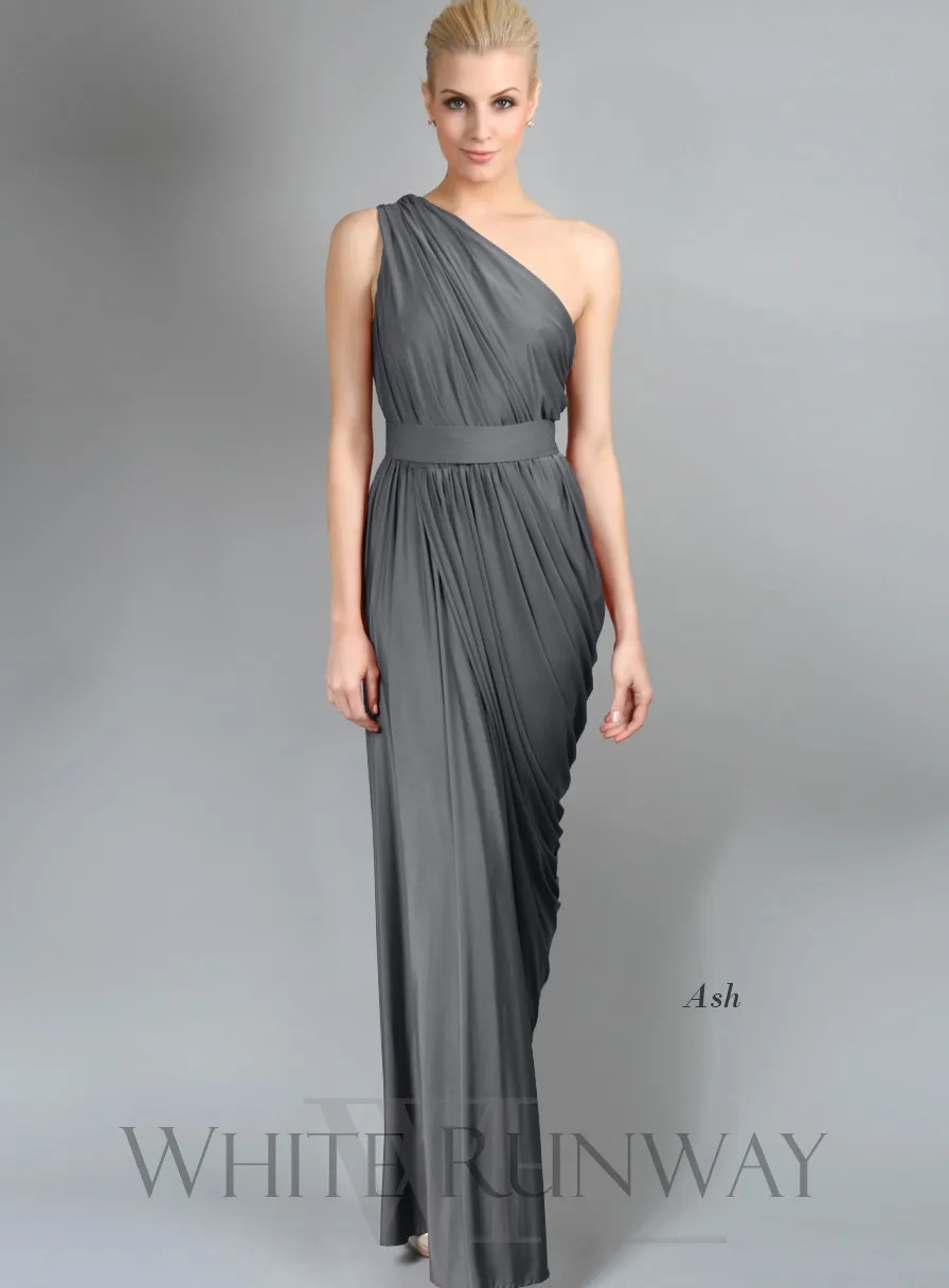 Vestido de festa шифоновое платье подружки невесты с оборками на одно плечо фиолетового цвета лаванды размера плюс Недорогое Платье для свадебной вечеринки