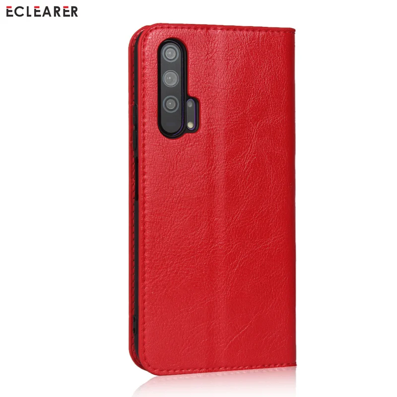 Чехол-Кошелек ECLEARER для huawei Honor 20/Pro, роскошный чехол из натуральной кожи для Honor 20/Pro, винтажный Чехол-книжка с отделением для карт - Цвет: Красный