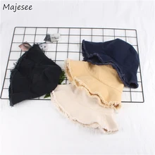 Женские летние шапки-ковш, однотонные, элегантные, широкие, необычные, подходят ко всему, для девушек, корейский стиль, новинка, Harajuku Ulzzang, модная женская шляпа s