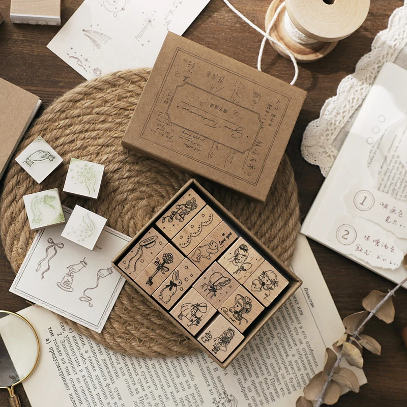 Wooden Stamps Chinese Character Number Flower Week