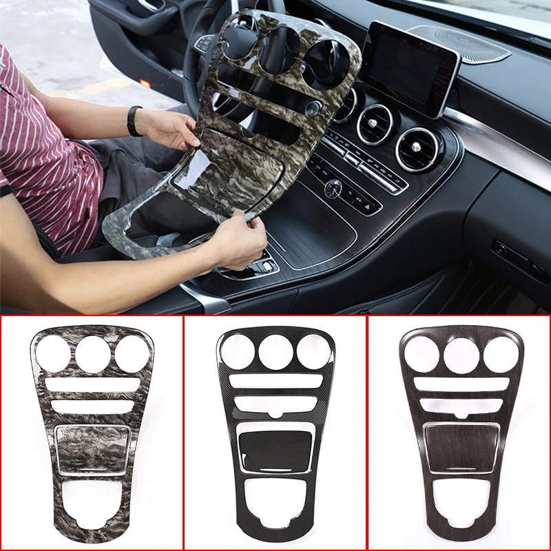 

Car Interior Center Console Gear Shift Panel Cover Trim ABSPlastic For Mercedes Benz C Class W205 2015-18 GLC Class X253 2016-19