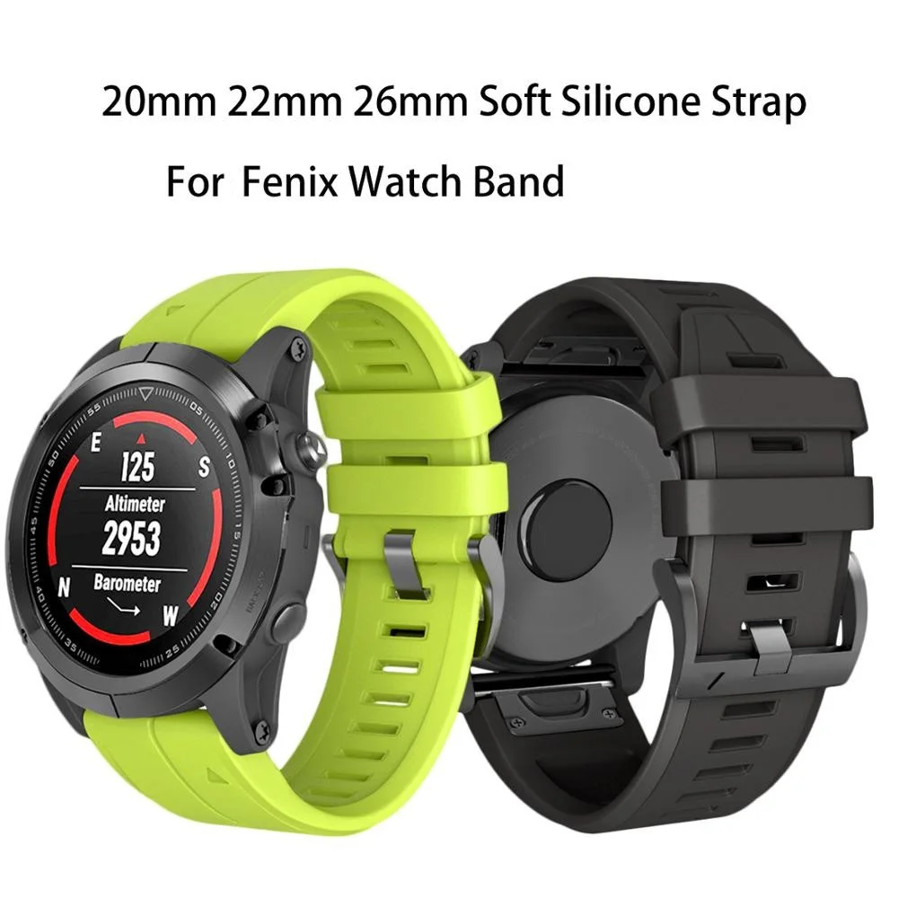 

20mm 22mm 26mm Silicone Quick Release Watchband for Fenix 6X/6X Pro/Fenix 5X/5X Plus/Fenix 5S/5S Plus/3/3HR Smartwatches