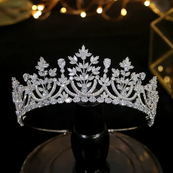 

Tiaras and Corona Luxury Retro New Cubic Zircon Women's Wedding Party Hair Accessories Headdress Princess Crown