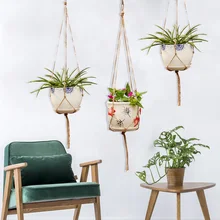 Плетеный подвесной горшок из пеньковой веревки, стеклянный террариум, новое украшение, садоводство, озеленение, сделай сам, подарки, цветочные горшки, стол, растение, сад