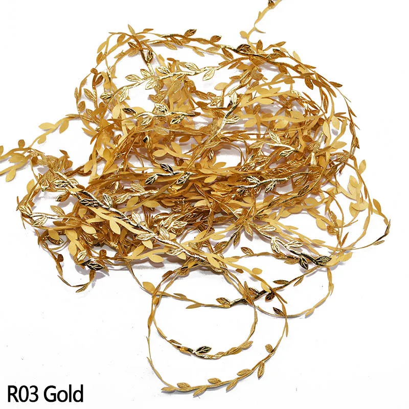 Silk Cloth Artificial Plants Vine Ivy Rattan Garland Green Leaf For Home Wedding Christmas Decor Fake Plants Bridal Accessories - Цвет: R03 gold