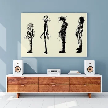 

Tim Burton Movie Beetlejuice Edward Scissorhands Movie Painting Canvas Posters and Print Cuadros Wall Art Picture for Home Decor