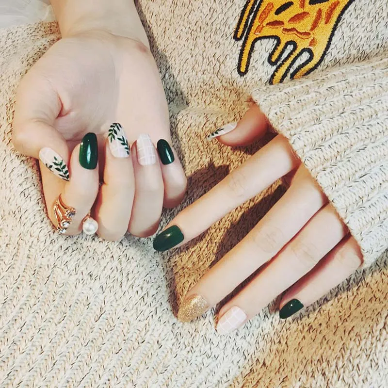 style11 Простой дизайн Однотонная одежда поддельные ногтей длинные Размеры круглый головной гвоздь Нейл Арта, набор с клеем женские пикантные цвет красного вина Цвет накладные ногти 24 шт./компл - Цвет: style11