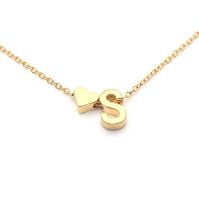 Fashion Tiny Heart Initial Necklace Women Personalize Letter Name Choker Necklace Collier Femme Jewelry Gift Accessory