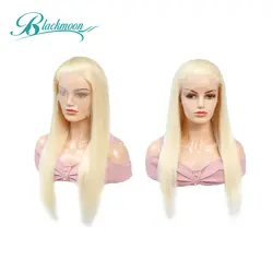 BLACKMOON волосы прямые полный парик шнурка человеческих волос 613 Блондин Малайзии полный 150% Плотность парики Remy афро кудрявый волос Для