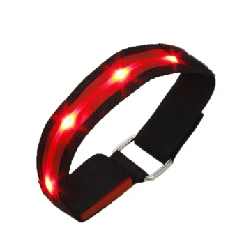 

High Visibility Running Cycling Adjustable Reflective LED Flashing Fabric Armband Red