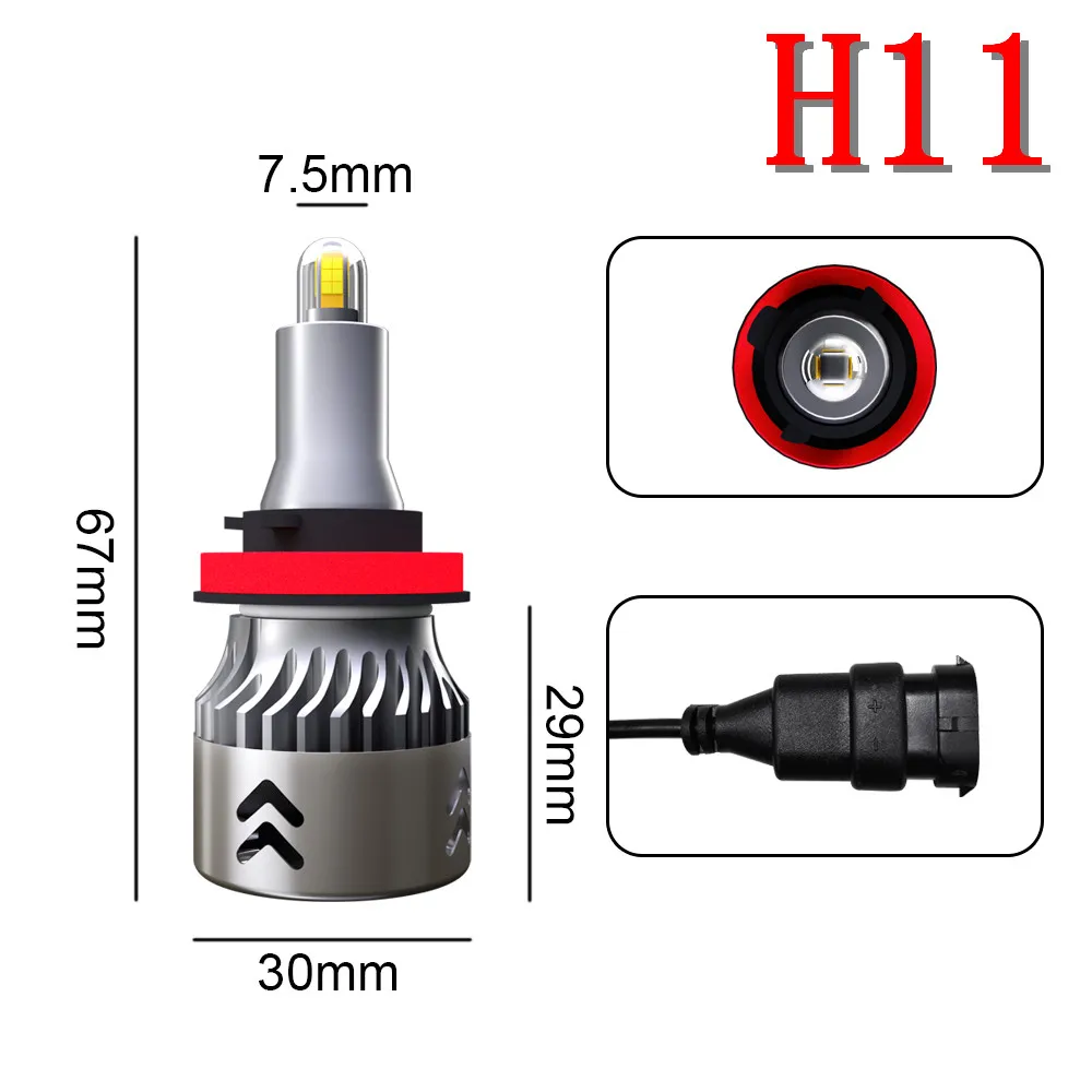 8 Sides CSP Fog Lights H7 H11 9005 9006 H1 H3 60W LED Headlamp HID Auto Lamp Headlights White 360 Degree Luminescence 2pcs/set