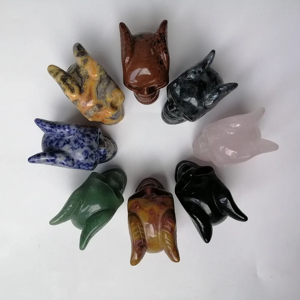 

High Quality 2inch Natural Various Gemstone Wings of the Skull Shape Stone Hand Crafted For Gift &Home Decor ZT